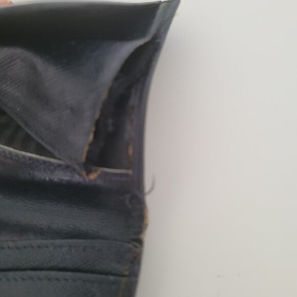 GUCCI Logo Envelope Leather Wallet Long Bifold Navy Blue Large Vintage - Picture 5 of 13